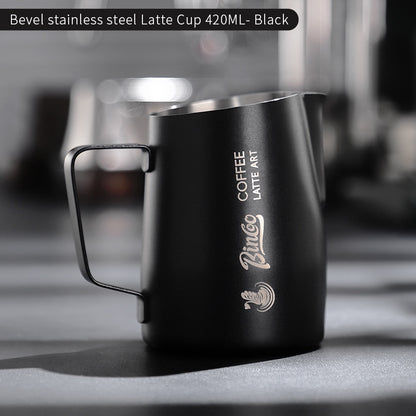 BINCOO Swan Latte Art Vat Pointed-mouth Embossed Coffee Pull Flower Cup Milk Jar Milk Foam Cup for Household Office and Coffee Shop 420ML