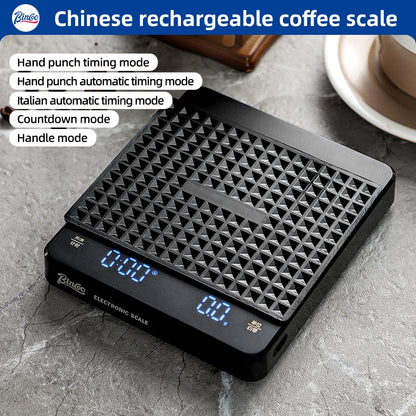 BINCOO Italian Coffee Electronic Scale Coffee Bean Weighing Scale Hand Brewing Timing Coffee Scale Special Utensils