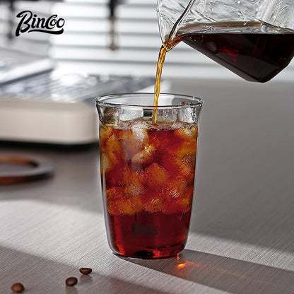 BINCOO Heat Resistant Glass Cup Latte Ice Americano Coffee Mug Milk Cocktail Glass For Home Office 450ML
