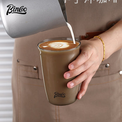BINCOO Heat Resistant Glass Cup Latte Ice Americano Coffee Mug Milk Cocktail Glass For Home Office 450ML
