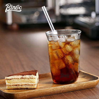 BINCOO Heat Resistant Glass Cup Latte Ice Americano Coffee Mug Milk Cocktail Glass For Home Office 450ML