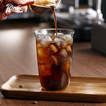 BINCOO Heat Resistant Glass Cup Latte Ice Americano Coffee Mug Milk Cocktail Glass For Home Office 450ML