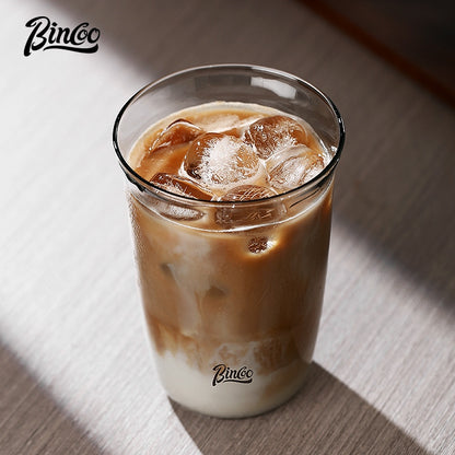 BINCOO Heat Resistant Glass Cup Latte Ice Americano Coffee Mug Milk Cocktail Glass For Home Office 450ML