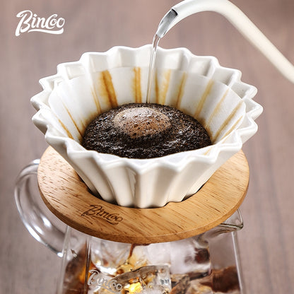 BINCOO Hand Brew Coffee Pot Set Cake Origami Filter Cup V60 Ceramic Coffee Filter Coffee Utensils
