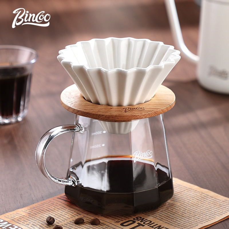 BINCOO Hand Brew Coffee Pot Set Cake Origami Filter Cup V60 Ceramic Coffee Filter Coffee Utensils