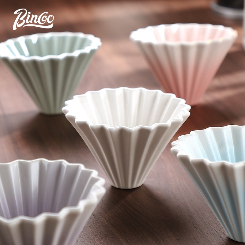 BINCOO Hand Brew Coffee Pot Set Cake Origami Filter Cup V60 Ceramic Coffee Filter Coffee Utensils