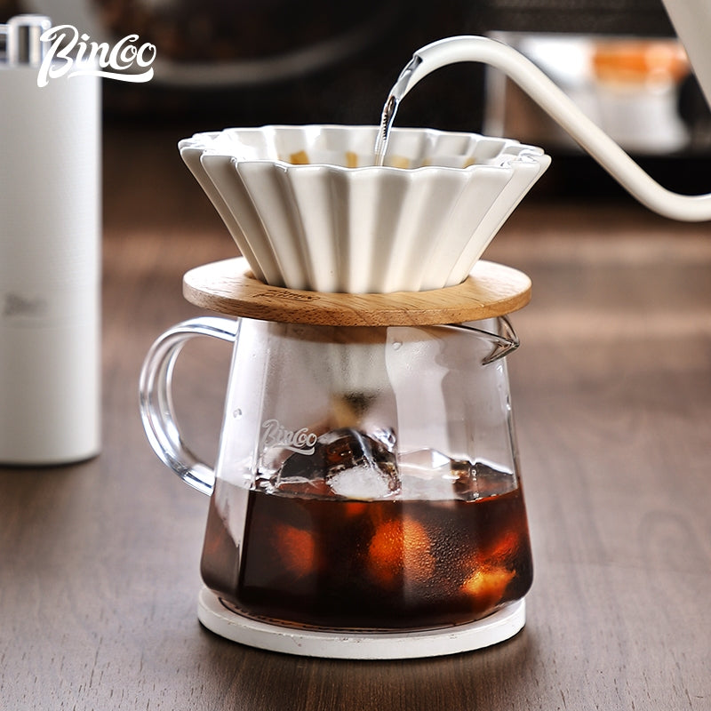 BINCOO Hand Brew Coffee Pot Set Cake Origami Filter Cup V60 Ceramic Coffee Filter Coffee Utensils