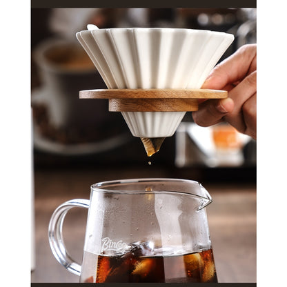 BINCOO Hand Brew Coffee Pot Set Cake Origami Filter Cup V60 Ceramic Coffee Filter Coffee Utensils