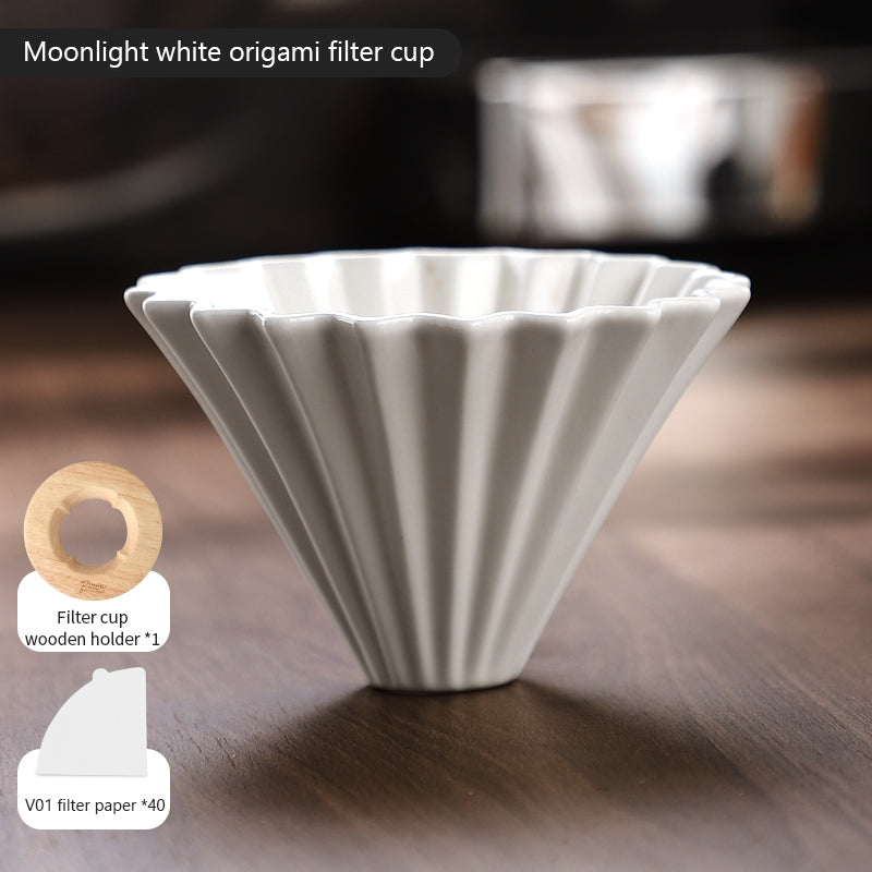 BINCOO Hand Brew Coffee Pot Set Cake Origami Filter Cup V60 Ceramic Coffee Filter Coffee Utensils