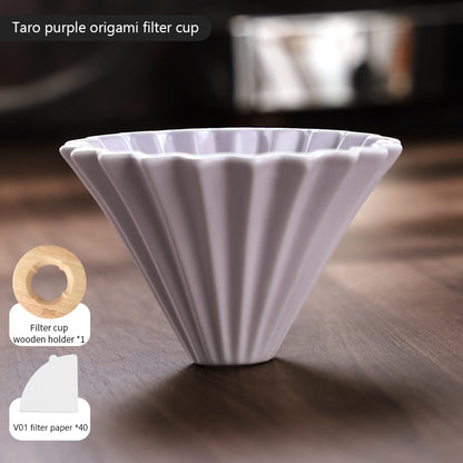 BINCOO Hand Brew Coffee Pot Set Cake Origami Filter Cup V60 Ceramic Coffee Filter Coffee Utensils
