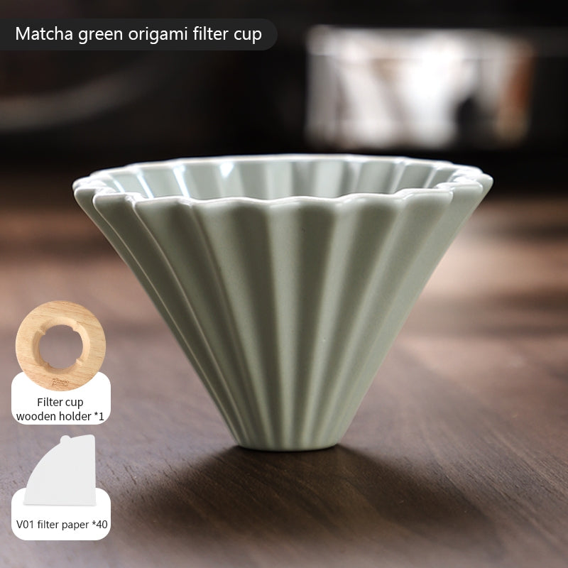 BINCOO Hand Brew Coffee Pot Set Cake Origami Filter Cup V60 Ceramic Coffee Filter Coffee Utensils
