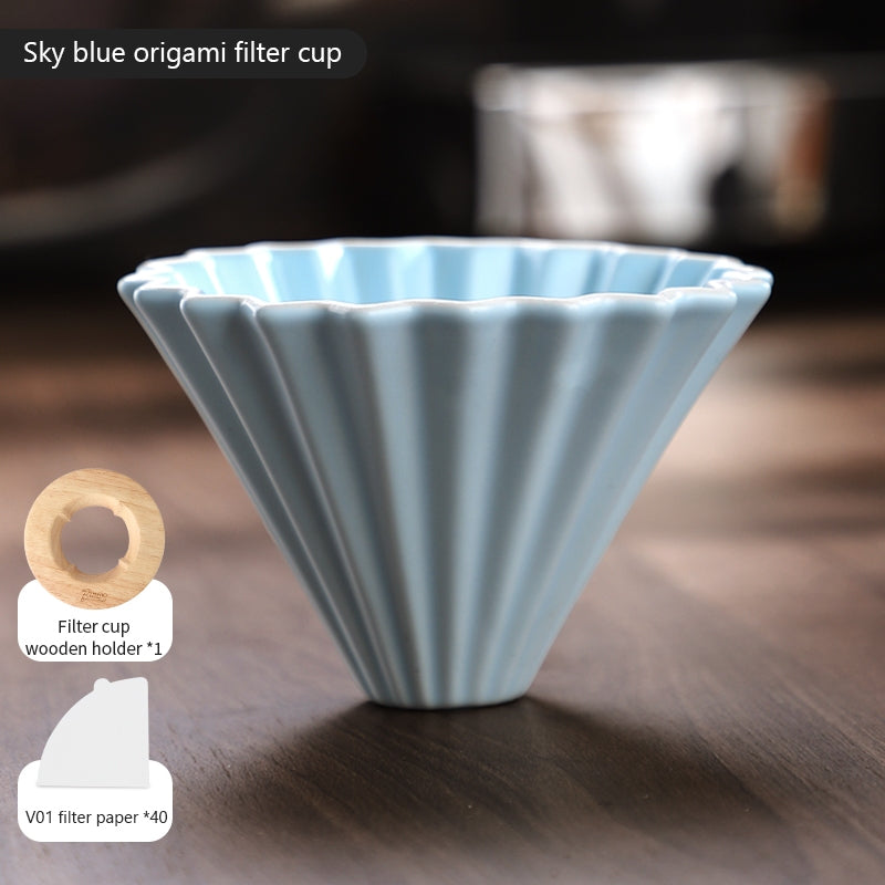 BINCOO Hand Brew Coffee Pot Set Cake Origami Filter Cup V60 Ceramic Coffee Filter Coffee Utensils