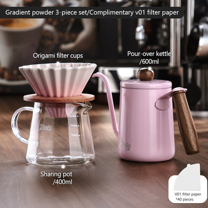 BINCOO Hand Brew Coffee Pot Set Cake Origami Filter Cup V60 Ceramic Coffee Filter Coffee Utensils