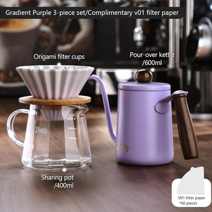 BINCOO Hand Brew Coffee Pot Set Cake Origami Filter Cup V60 Ceramic Coffee Filter Coffee Utensils