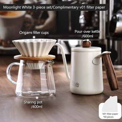 BINCOO Hand Brew Coffee Pot Set Cake Origami Filter Cup V60 Ceramic Coffee Filter Coffee Utensils