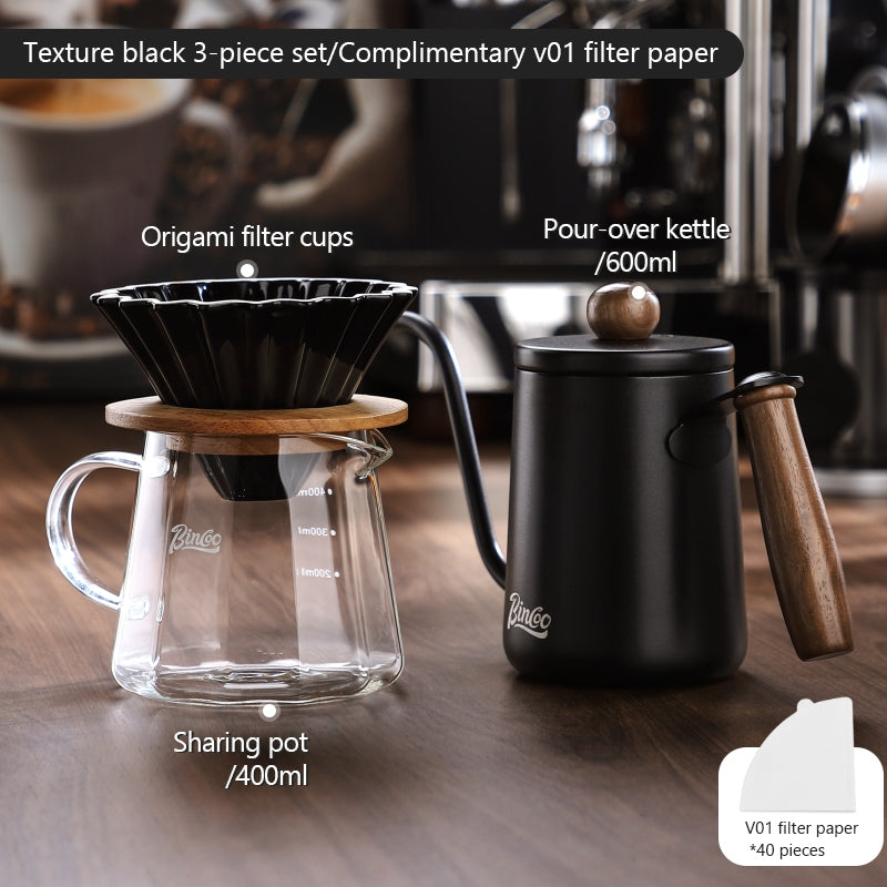 BINCOO Hand Brew Coffee Pot Set Cake Origami Filter Cup V60 Ceramic Coffee Filter Coffee Utensils