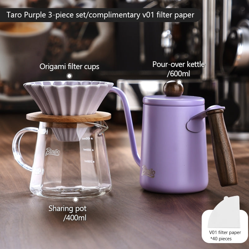BINCOO Hand Brew Coffee Pot Set Cake Origami Filter Cup V60 Ceramic Coffee Filter Coffee Utensils
