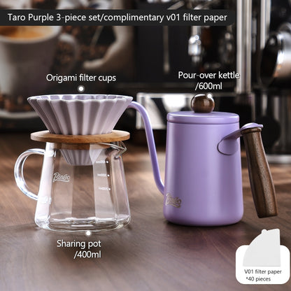 BINCOO Hand Brew Coffee Pot Set Cake Origami Filter Cup V60 Ceramic Coffee Filter Coffee Utensils