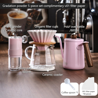 BINCOO Hand Brew Coffee Pot Set Cake Origami Filter Cup V60 Ceramic Coffee Filter Coffee Utensils