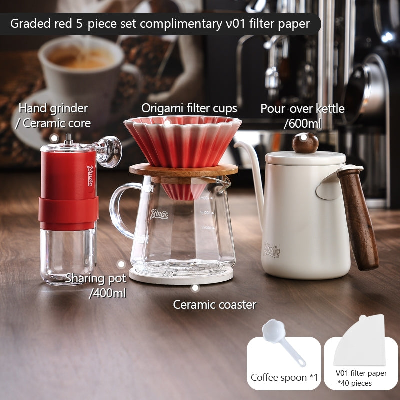 BINCOO Hand Brew Coffee Pot Set Cake Origami Filter Cup V60 Ceramic Coffee Filter Coffee Utensils