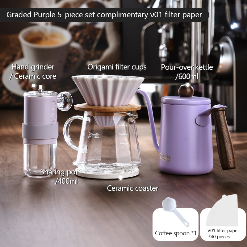BINCOO Hand Brew Coffee Pot Set Cake Origami Filter Cup V60 Ceramic Coffee Filter Coffee Utensils