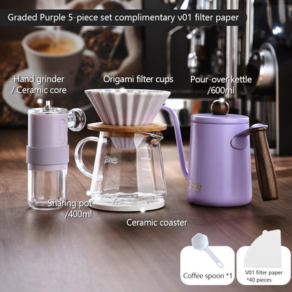 BINCOO Hand Brew Coffee Pot Set Cake Origami Filter Cup V60 Ceramic Coffee Filter Coffee Utensils