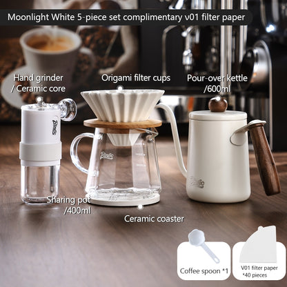BINCOO Hand Brew Coffee Pot Set Cake Origami Filter Cup V60 Ceramic Coffee Filter Coffee Utensils