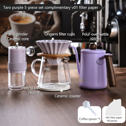 BINCOO Hand Brew Coffee Pot Set Cake Origami Filter Cup V60 Ceramic Coffee Filter Coffee Utensils