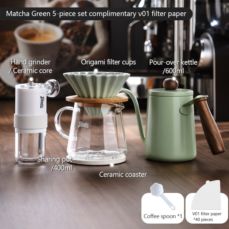 BINCOO Hand Brew Coffee Pot Set Cake Origami Filter Cup V60 Ceramic Coffee Filter Coffee Utensils