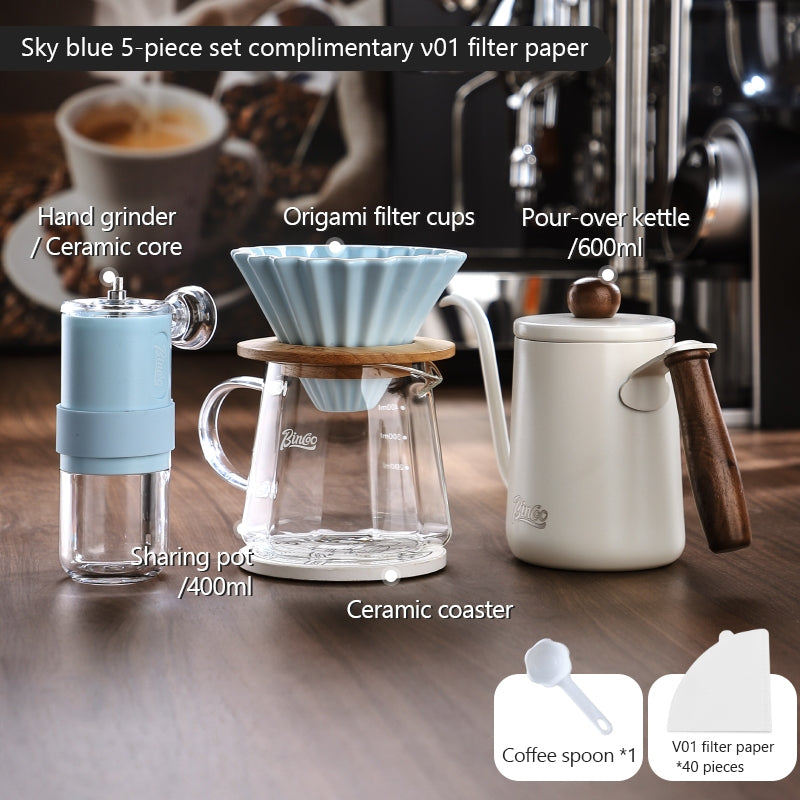 BINCOO Hand Brew Coffee Pot Set Cake Origami Filter Cup V60 Ceramic Coffee Filter Coffee Utensils