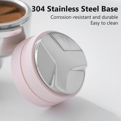 BINCOO Coffee Powder Press Pink Powder Spreader Set Square Powder Press Base Coffee Press Powder Hammer 51/58MM