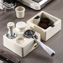 BINCOO Four-hole Coffee Tamping Base Powder Distributor Tamping Hammer Set Coffee Machine Handle Storage Bracket Slag Knocking Bucket Set 51MM/58MM