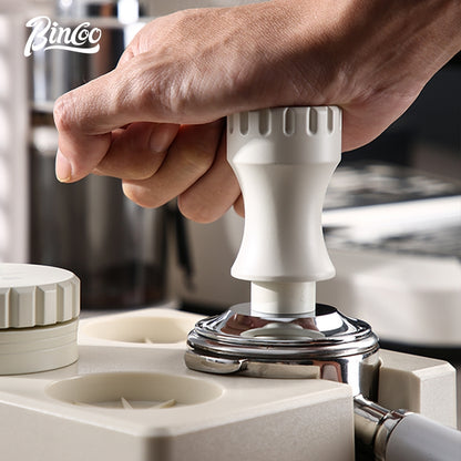BINCOO Four-hole Coffee Tamping Base Powder Distributor Tamping Hammer Set Coffee Machine Handle Storage Bracket Slag Knocking Bucket Set 51MM/58MM