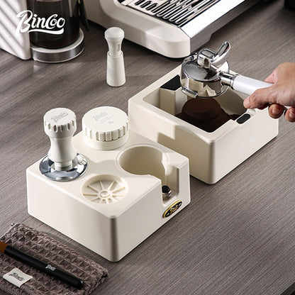 BINCOO Four-hole Coffee Tamping Base Powder Distributor Tamping Hammer Set Coffee Machine Handle Storage Bracket Slag Knocking Bucket Set 51MM/58MM