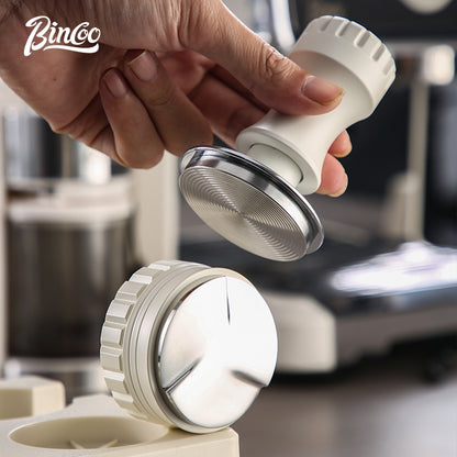 BINCOO Four-hole Coffee Tamping Base Powder Distributor Tamping Hammer Set Coffee Machine Handle Storage Bracket Slag Knocking Bucket Set 51MM/58MM