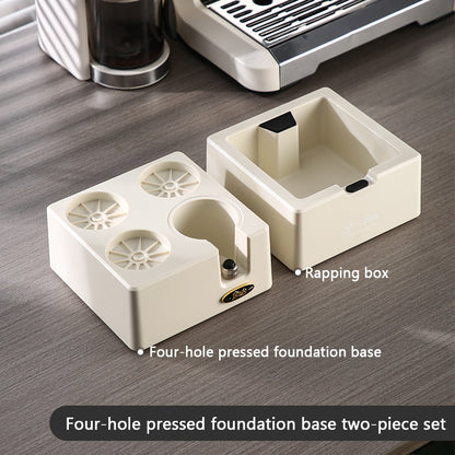 BINCOO Four-hole Coffee Tamping Base Powder Distributor Tamping Hammer Set Coffee Machine Handle Storage Bracket Slag Knocking Bucket Set 51MM/58MM