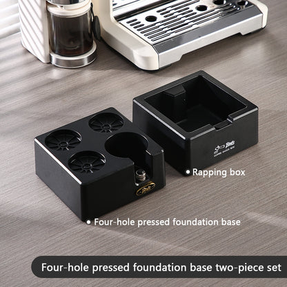 BINCOO Four-hole Coffee Tamping Base Powder Distributor Tamping Hammer Set Coffee Machine Handle Storage Bracket Slag Knocking Bucket Set 51MM/58MM
