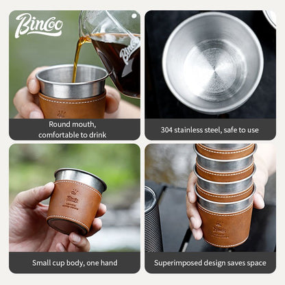 BINCOO Stainless Steel Coffee Mug Handheld Coffee Cup for Traveling and Camping 185ML