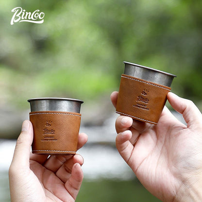 BINCOO Stainless Steel Coffee Mug Handheld Coffee Cup for Traveling and Camping 185ML