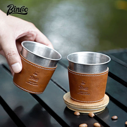 BINCOO Stainless Steel Coffee Mug Handheld Coffee Cup for Traveling and Camping 185ML