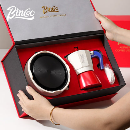 BINCOO Single-valve Moka Pot Espresso Coffee Pot with Electric Ceramic Stove Set for Household Office Best Gift 3Cups