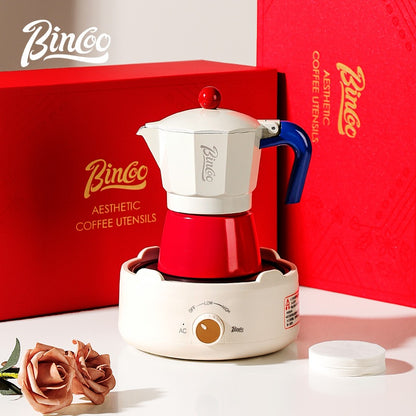 BINCOO Single-valve Moka Pot Espresso Coffee Pot with Electric Ceramic Stove Set for Household Office Best Gift 3Cups