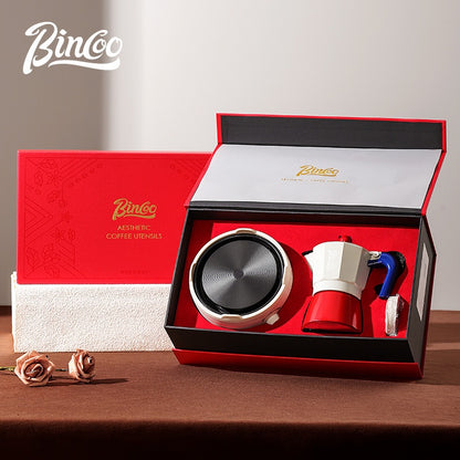BINCOO Single-valve Moka Pot Espresso Coffee Pot with Electric Ceramic Stove Set for Household Office Best Gift 3Cups