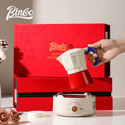 BINCOO Single-valve Moka Pot Espresso Coffee Pot with Electric Ceramic Stove Set for Household Office Best Gift 3Cups
