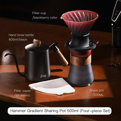 BINCOO Coffee Hand Brewer Filter Cup Set Coffee Sharing Pot Glass Filter Drip Coffee Utensils 500ML