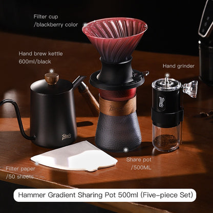 BINCOO Coffee Hand Brewer Filter Cup Set Coffee Sharing Pot Glass Filter Drip Coffee Utensils 500ML