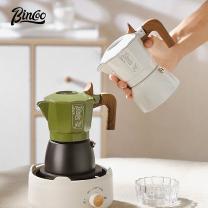 BINCOO Dual-valve Moka Pot Home Espresso Small Coffee Grinder Hand Brew Coffee Pot Set Coffee Utensils 2Cups