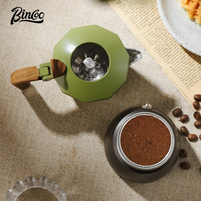 BINCOO Dual-valve Moka Pot Home Espresso Small Coffee Grinder Hand Brew Coffee Pot Set Coffee Utensils 2Cups