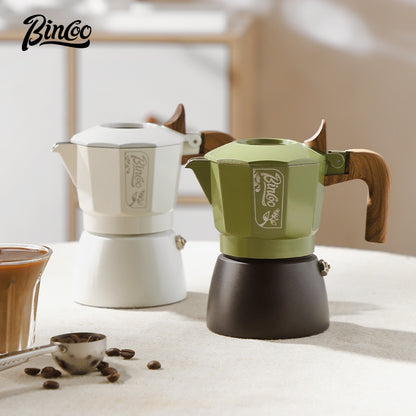 BINCOO Dual-valve Moka Pot Home Espresso Small Coffee Grinder Hand Brew Coffee Pot Set Coffee Utensils 2Cups
