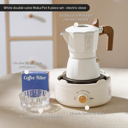 BINCOO Dual-valve Moka Pot Home Espresso Small Coffee Grinder Hand Brew Coffee Pot Set Coffee Utensils 2Cups